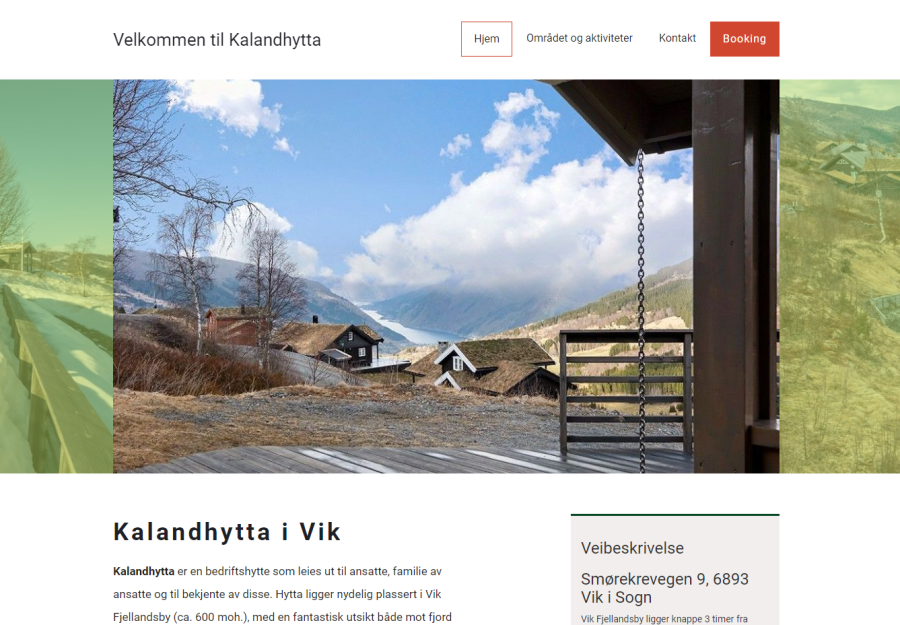 Hjemmeside og booking av firmahytte for Kaland Trelast
